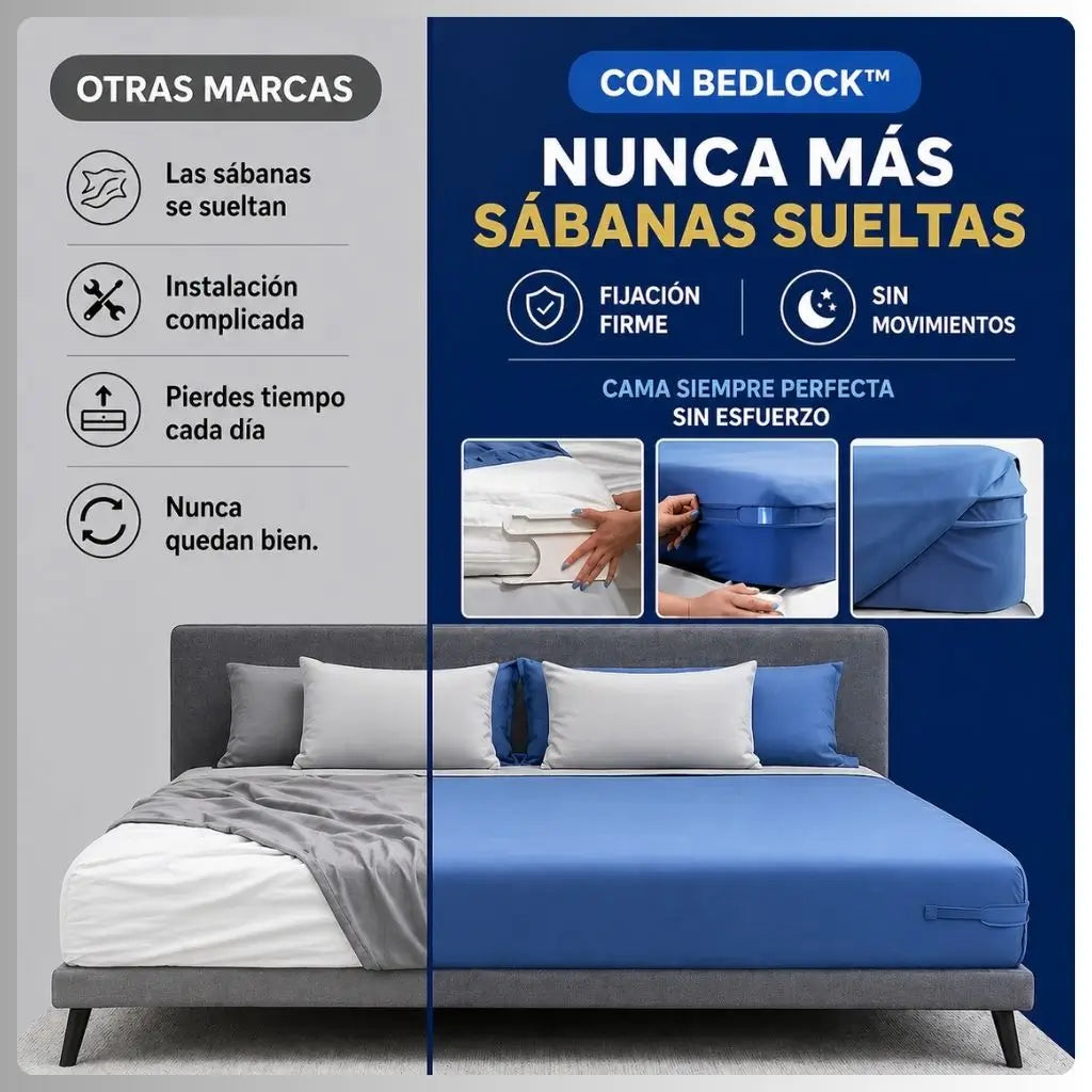 BedLock™ Ajustador de Sábanas [Dile adiós a la sábana suelta]